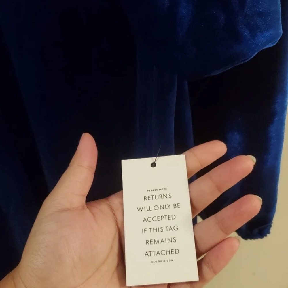 Eloquii Blue Velvet Dress NEW With Tags Size 20 / 22 Plus Size Dress NWT Elegant - Picture 9 of 11